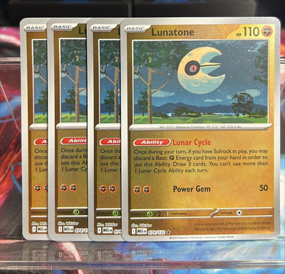 [4x Playset] Lunatone 074/132 ME01: Mega Evolution Pokemon TCG REVERSE HOLO