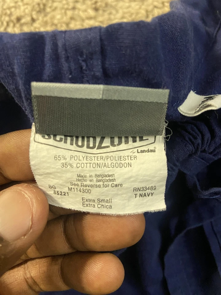 Pantalones Médicos Landau ScrubZone Extra Pequeños Azul Marino Cordón Bolsillo Carga Foto 4 de 4