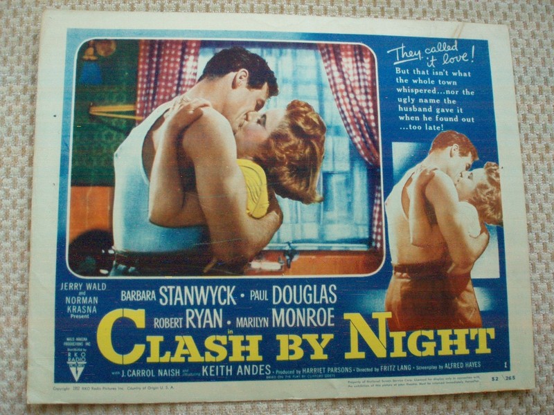 Clash by Night - #1-2, 4-6 & 8; Bsrbara Stanwyck, Robert Ryan; 6 Lobby Cards