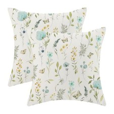Spring Pillow Covers 20x20 20" x 20" Pack of 2 Aqua Teal Sage Green Flowers