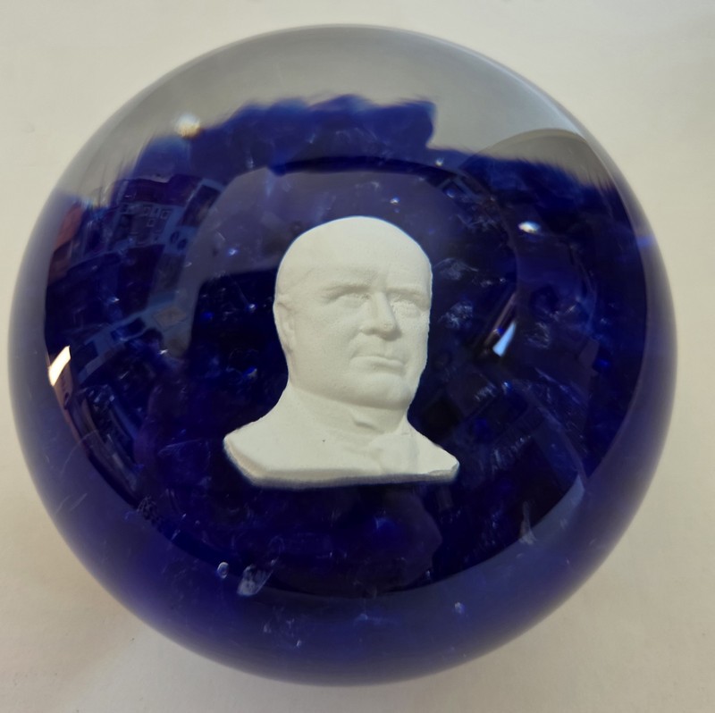 Vintage St. Clair Sulfide Paperweight 1971 Man President William McKinley