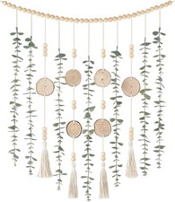 Eucalyptus Wall Garland Wooden Bead Greenery 31in
