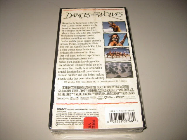 2 Western VHS DANCES WITH WOLVES Kevin Costner & THE SHOOTIST VHS Sealed NEW - Image 4 of 4