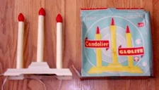 Vintage GloLite 3-Lite CANDOLIER Christmas working Cord & Bulb Lighted w/Box (VG