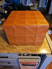 Vtg MCM PATCHWORK LEATHER Cube Ottoman 16x16x12 denmark 