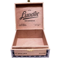 Lunatic El Gran Loco Jalapa Shade Empty Wooden Cigar Box 6.75" x 6.25" x 3"
