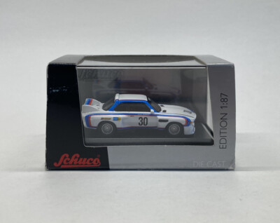 Schuco 1/87 HO BMW 3.5 CSL Miniature Sport Car #30 White Diecast