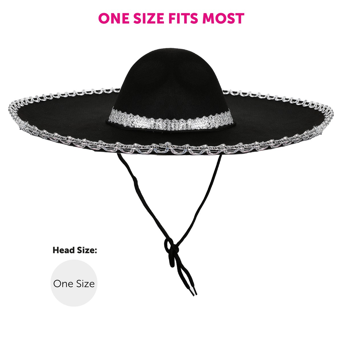 XLARGE FELT SOMBRERO HAT PINK OR BLACK MARIACHI BAND MEXICAN 