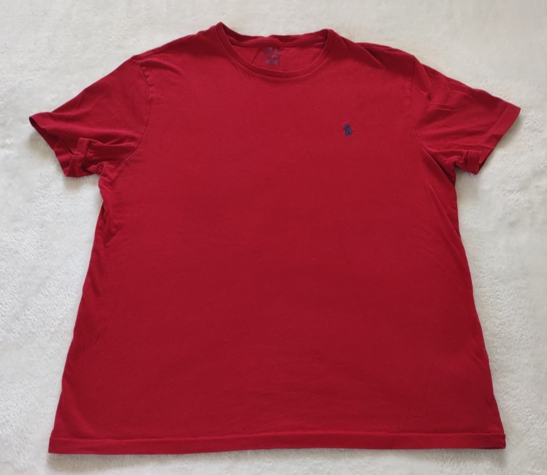 Polo Ralph Lauren uomo grande rossa SS camicia blu ricamata logo pony preppy