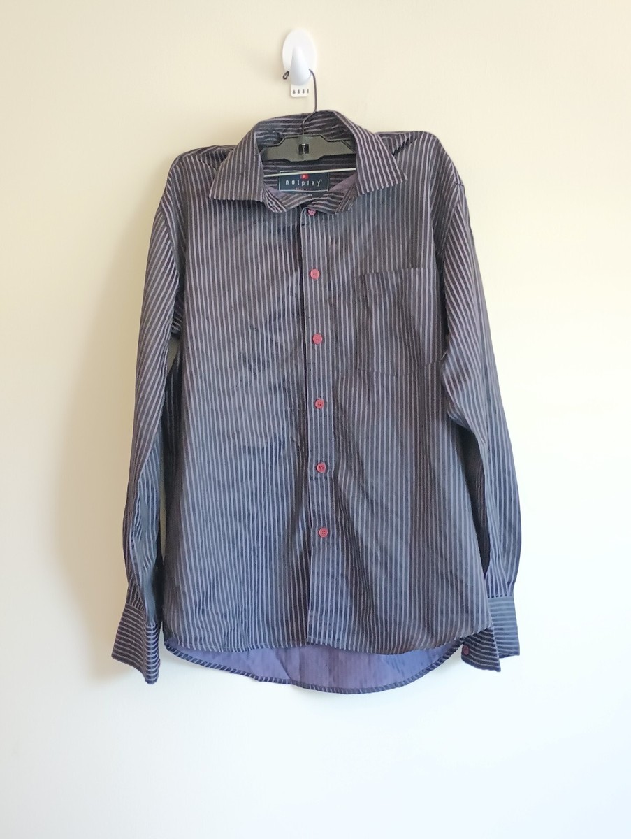 Supreme Washed Stripe Polo “Black” Netplay Purple And Black Stripe Button Up Shirt Men's Size Medium