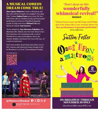 Once Upon A Mattress Sutton Foster  2024   promo piece  4'' x 9''