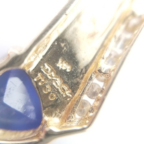 14k D'yach Trillion Cut Tanzanite Pendnant w/ BoxLink Necklace - Great Condition - Picture 12 of 15