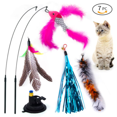 Interactive Cat Toy Handfree Cat Stick Playing Kitten Playing Teaser Wand Toy Su