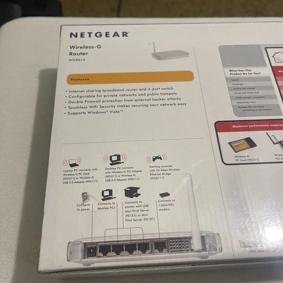 Netgear WGR614NA 54Mbps Wireless Router with 4-Port 10/100 Mbps Switch - Image 4 of 4