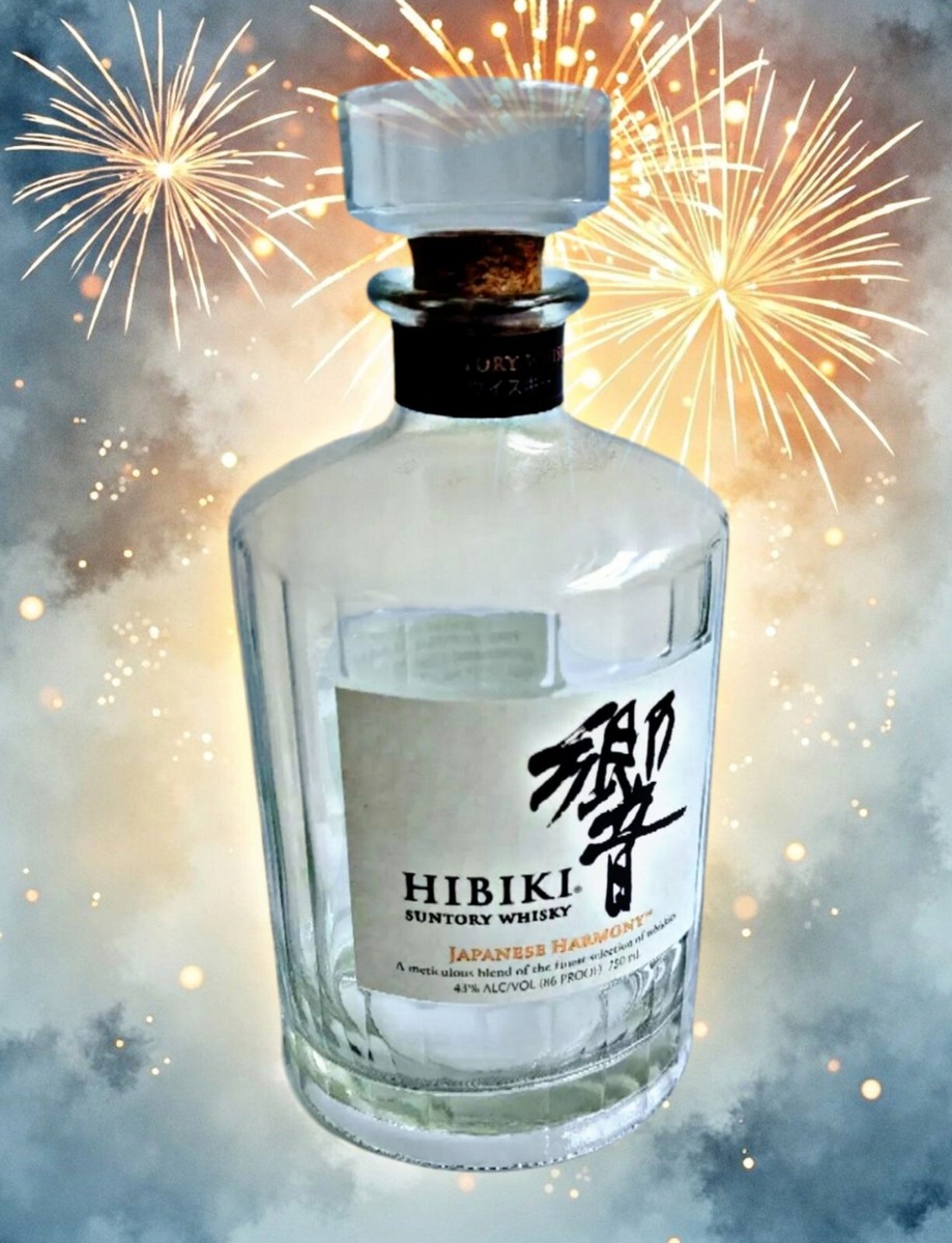 Empty Bottle Hibiki ,Suntory Whisky .Harmony Japanese with cork