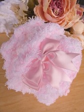 Baby Bonnet Hat Warm Hand Knitted Crochet Traditional Lace Marabou Flower Bows