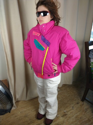 Women Vintage 80s Ski Outfit, Jacket 