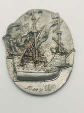 Vintage Pewter Mary Rose - Tudor Warship Pendant / Keyring Fob **