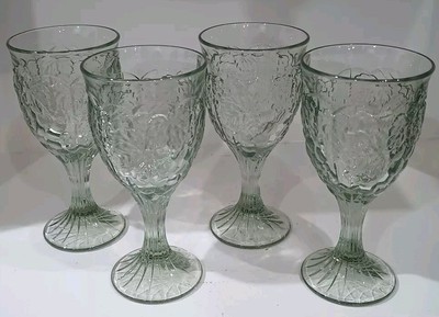 L@@k! 4 Gorgeous Noritake ''Arbor Light Green'' 6 1/2'' Wine Stems, Exc Cond.