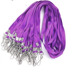 Bulk Purple Lanyards for Id Badges Nylon Neck Flat Lanyard for ID Name Badge