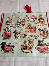 TJMaxx Shopping Bag Holiday Dogs With Hot Cocoa Reusable Tote Bag 18x19.5