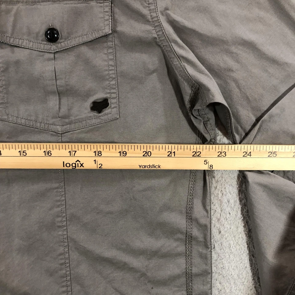 Fox Shirt Mens XL Gray Button Up Utility Long Sleeve Military Pockets Stretch - Image 3 of 4