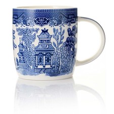 350ml Blue Ceramic Willow Oriental Tea Coffee Barrel Mug Bone China Hot Cup
