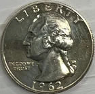 1962 Silver Washington Quarter Dollar In Brilliant Proof Condition