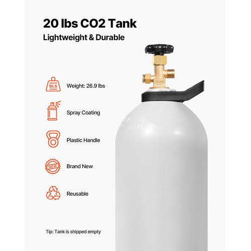 CO2 Tank 20 lbs New Aluminum Alloy Gas Cylinder with Siphon Tube DOT Approved - Picture 2 of 12