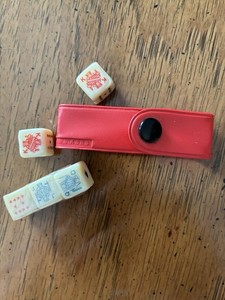 Poker Dice Set Red Vinyl Case Olympic Snap Hong Kong MCM 3 Unused Vintage 1960’s