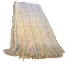 KIDS COUNT Baby Blanket Pastel Fringe Woven Throw Acrylic Vintage 38" NOS NWT