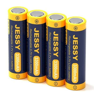 JESSY 3.7V Rechargeable Flat Top Battery 4-Pack for LED Flashlights