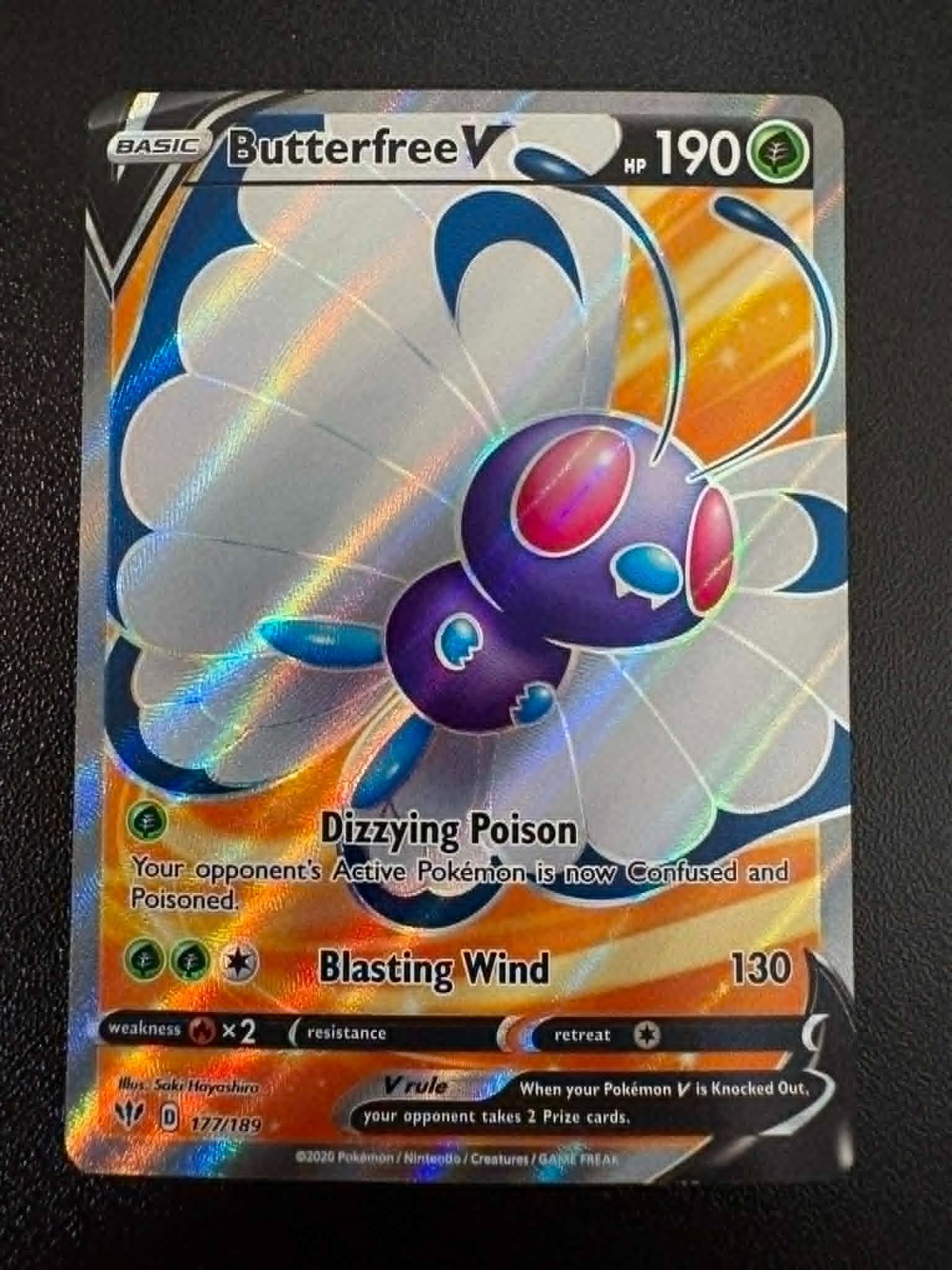 Butterfree V (Full Art) - 177/189 - Darkness Ablaze Sw&Sh - Ultra Rare - NM