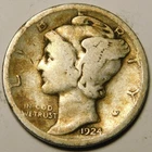 1924 P Mercury Dime 90% Silver G-VG  "Actual Coin Pictured- Not Cleaned"