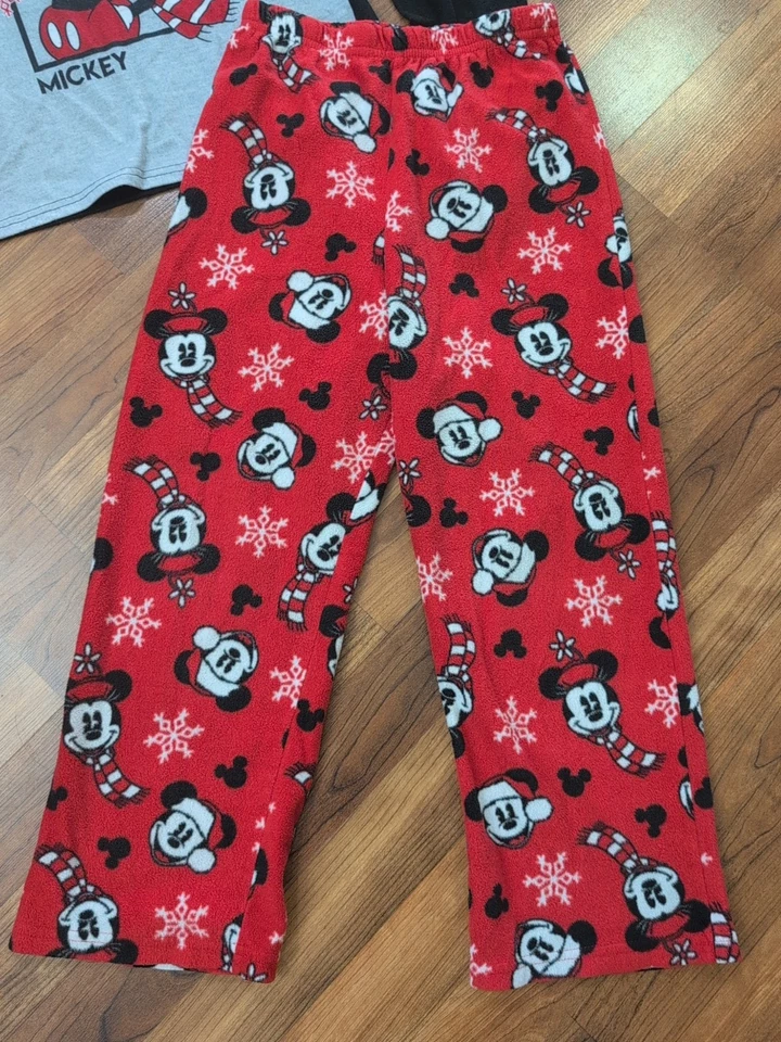 Disney Mickey Mouse Pajamas Child's Size 10 Fleece Pants Long Sleeve Gray Red - Image 2 of 4