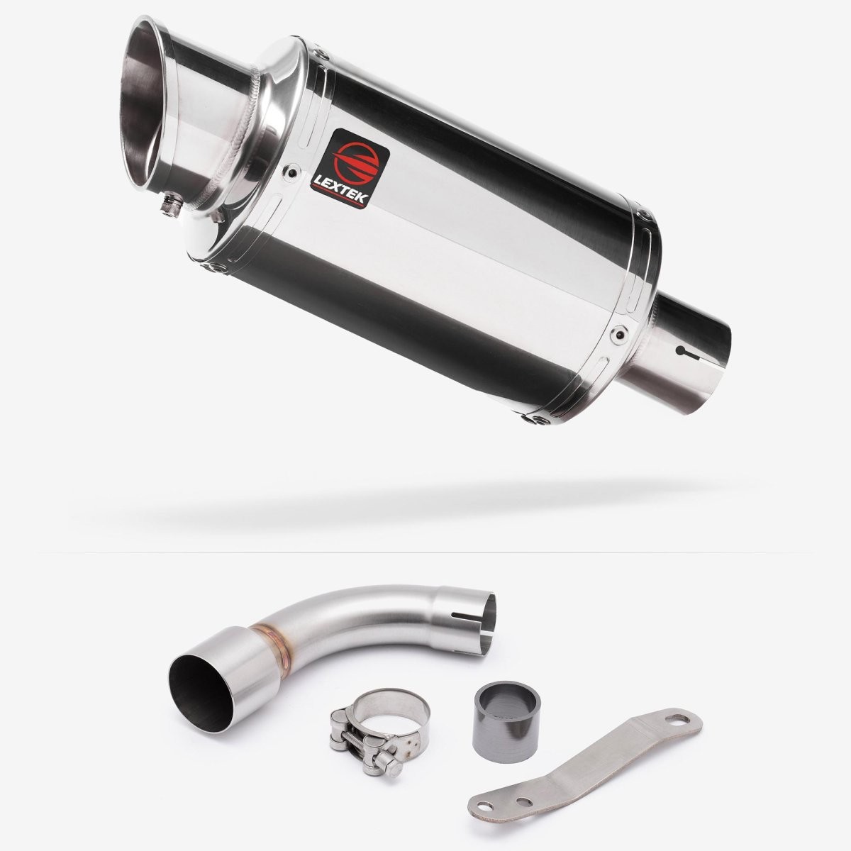 Lextek Stainless Steel YP4 Stubby Exhaust 200mm Exhaust with Link Pipe Silencer