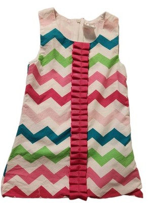 TuTu and Lulu Girl's Size 2-3T Multicolor Zigzag Dress Ribbon Zipper