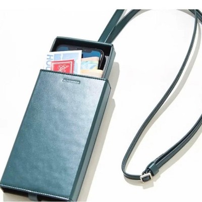 Jil Sander MATCH BOX Shoulder Pouch with Strap Compact Green Leather Tray