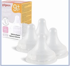 4pcs Sealed PIGEON Silicone Nipple LL W Latch-On Line Natural Feel 9 Months