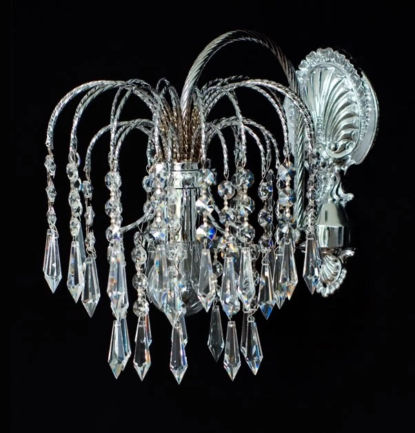 Cristallo Lampada da Parete Ottone Oriente Con Vero Cristallo On Oro O Argento - Immagine 3 di 3