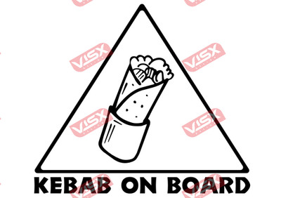Kebab On Board Funny Decal Sticker Auto Vinyl Bumper Sticker Car Decal Van