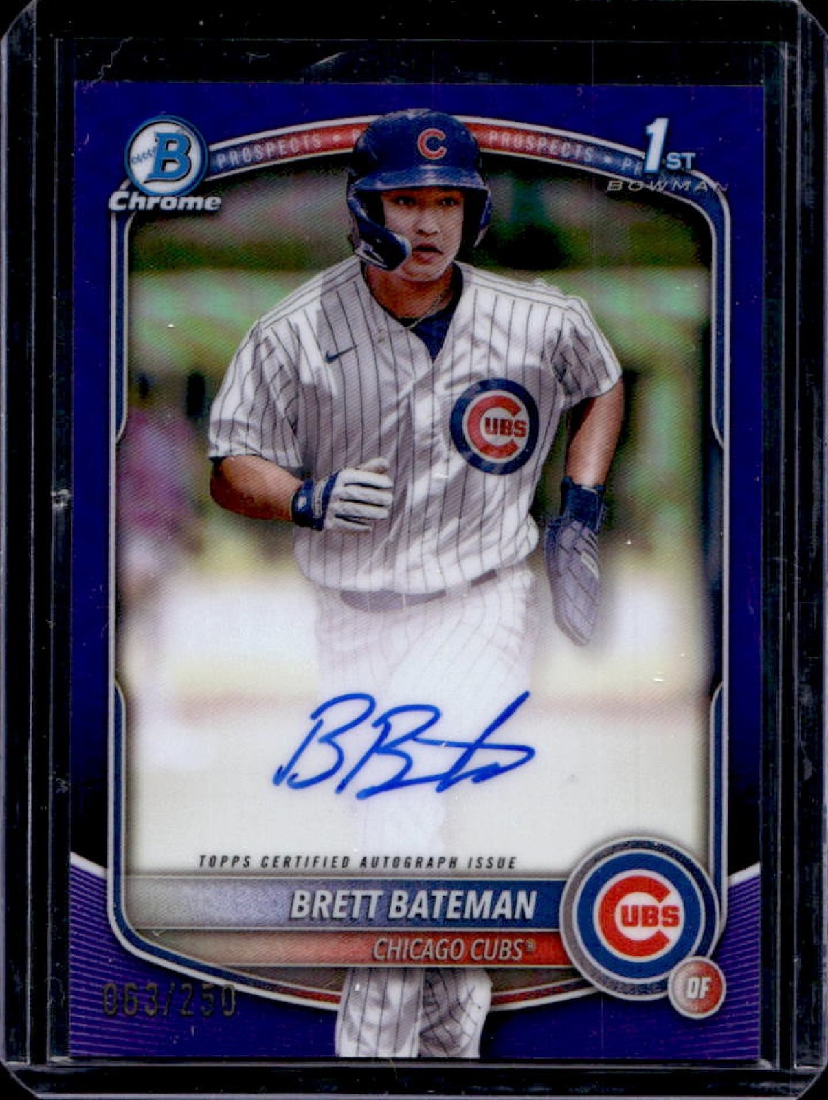 2025 Bowman Chrome Brett Bateman Auto Purple Refractor 1st #63/250 Cubs