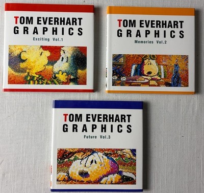 Tom Everhart  Set of 3 Snoopy Graphics: Exciting, Memories, Future, Japan, HC/DJ