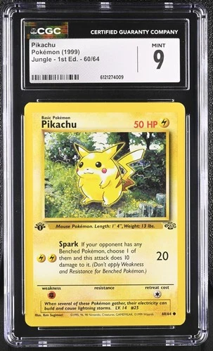 CGC 9 MINT Pikachu 1999 Jungle 1st Edition 60/64 Pokemon Card