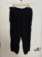 Eileen Fisher Pants Womens Plus Sz 2x Black Wide Leg 100 Silk Pull On Elastic