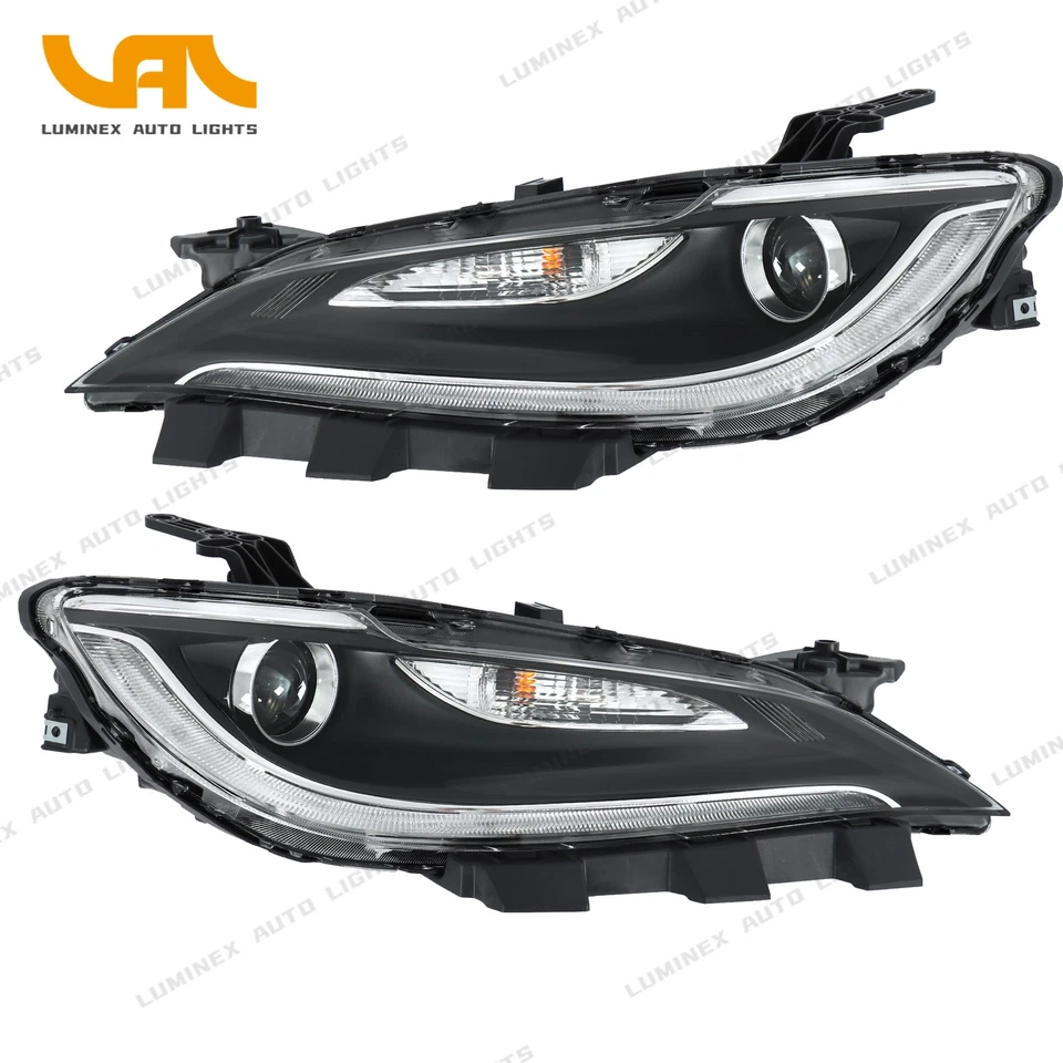 For Chrysler 200 2015-2017 Halogen LH RH 2P Headlight Assy Chrome Trim W/LED DRL Foto 2 de 4