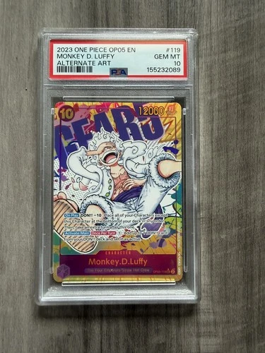 Monkey D. Luffy PSA 10 One Piece OP05-119 Gear 5 Alternate Art English Card 2023