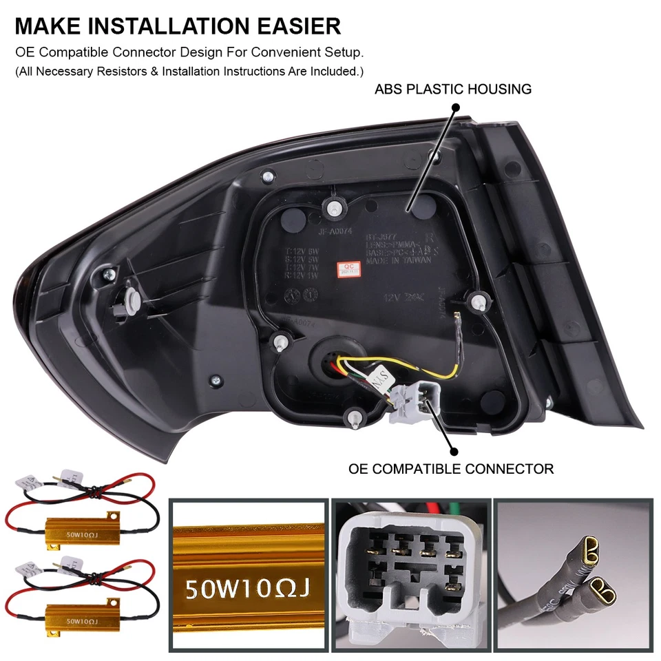 For Black 2008-2014 Subaru Impreza WRX STI LED Sequential Bar Tail Lights Lamps - Image 4 of 4