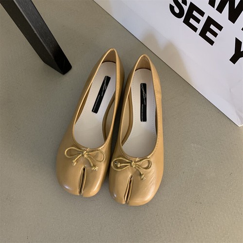 Damenschuhe Kunstleder neu geteilte Zehenpartie mittelhoher Absatz Ballerinas Fliege Größe - Bild 16 von 28