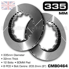 335MM x 32MM x 12 BOLT x 60MM PAD x 8″ PCD – VENTED BRAKE DISCS – PAIR